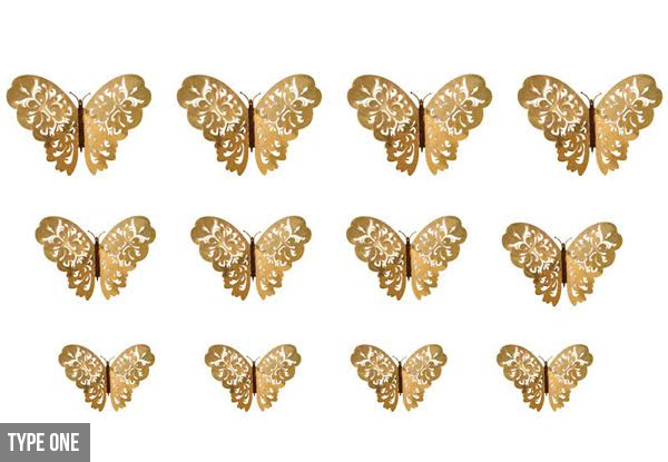 24-Pack of 3D Butterfly Wall Stickers