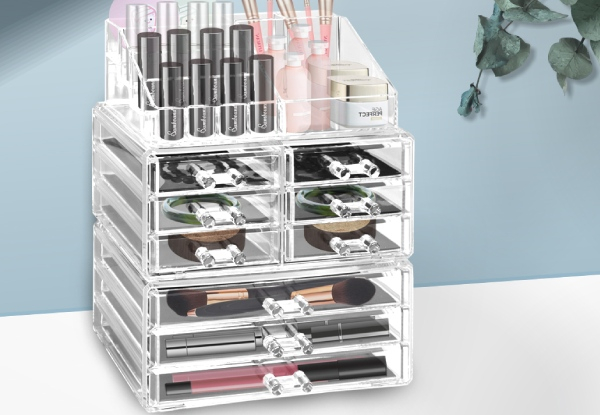 Nine-Drawer Clear Acrylic Cosmetic Makeup Organiser - Two Options Available