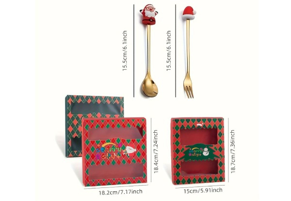 Six-Piece Christmas Festive Stainless Steel Fork & Spoon Set - Five Options Available