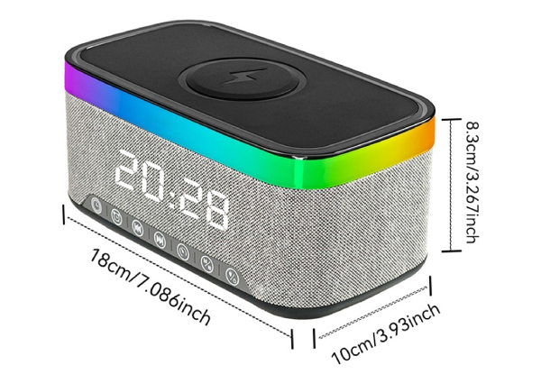 Bluetooth Speaker Smart Alarm Clock with Wireless Charging - Two Colours Available