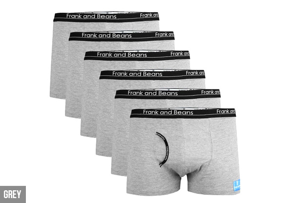 Six-Pack of Frank & Beans Men's Boxer Briefs - Two Colours & Five Sizes Available