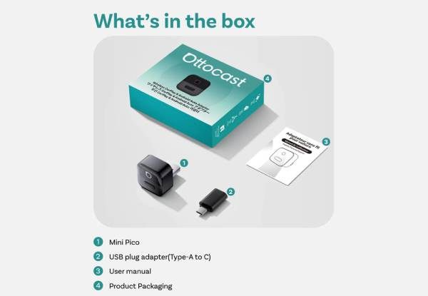 Ottocast Mini Pico Wireless Auto Adapter Compatible with CarPlay & Android