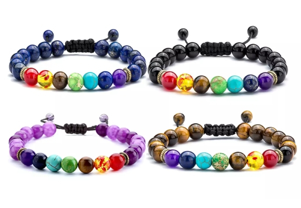 Smooth Stone Chakra Adjustable Bead Bracelet - Five Options Available