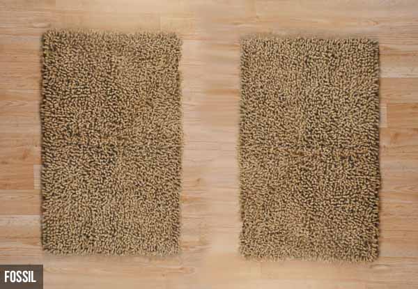 Two-Pack Elements 100% Cotton Shaggy Bathmats - Three Colours Available