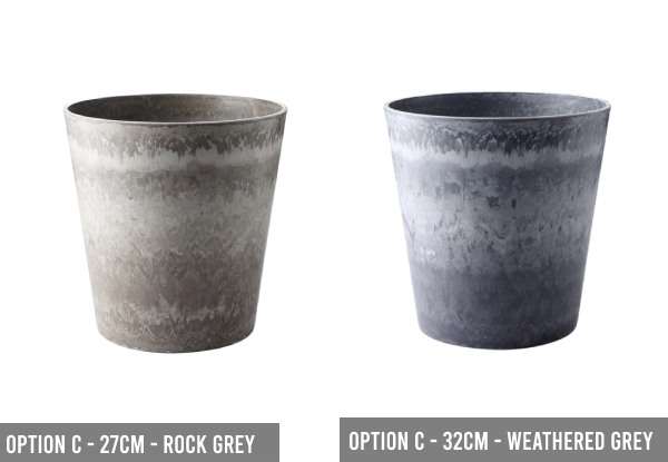 Resin Flower Pot - Two Sizes, Four Styles & Four Colours Available