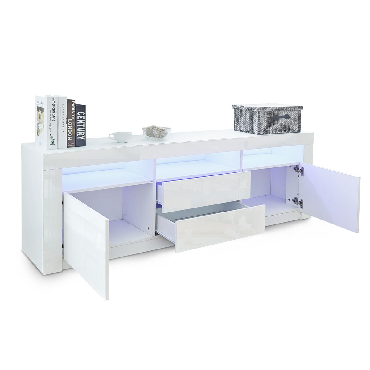 Modern Wooden RGB LED TV Unit - Two Colours Available