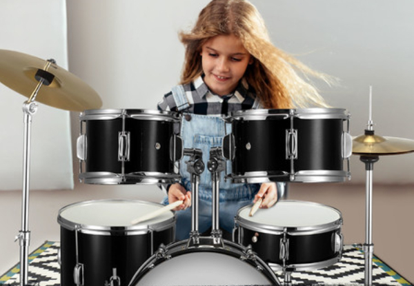 Melodic Kids Classic Five-Piece Drum Set Kit with Stool - Two Colours Available