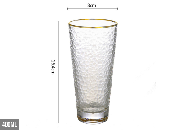 Two-Pack of Gold Rim Hammered Glass Cups - Three Sizes Available