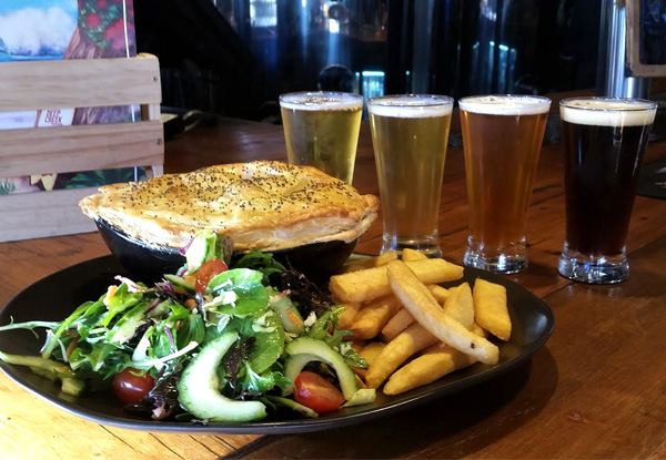 Four-Flavour Beer Tasting Paddle, Pie & Chips in Brown's Bay