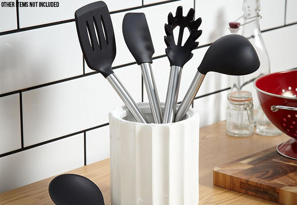 Five-Piece Stainless Steel & Silicone Kitchen Utensil Set