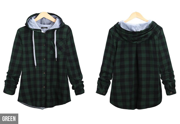 Hooded Checked Shirt - Four Colours Available with Free Delivery
