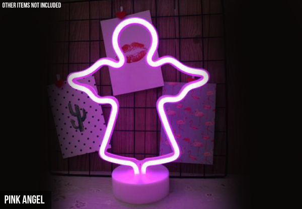 Battery-Powered Neon Light with Base - Nine Options Available