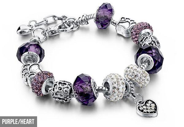 Crystal Charm Bracelet - Eight Styles Available with Free Delivery