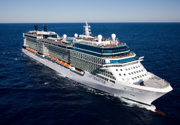 12-Night Luxury Fly, Stay, Cruise Package for Two Adults Aboard the Celebrity Solstice incl. Flights from Auckland, Accommodation, Meals Aboard the Ship & More