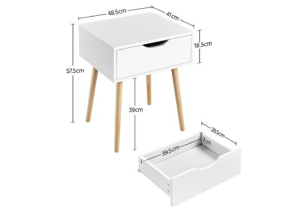 Two-Piece Bedside Nightstand Table - Two Colours Available