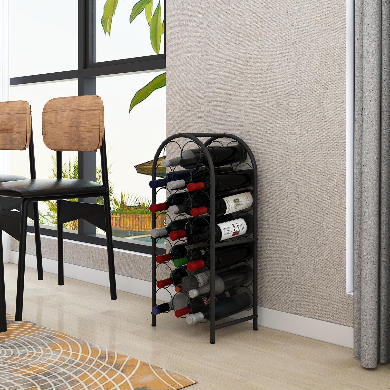 Freestanding Floor Metal Wine Rack