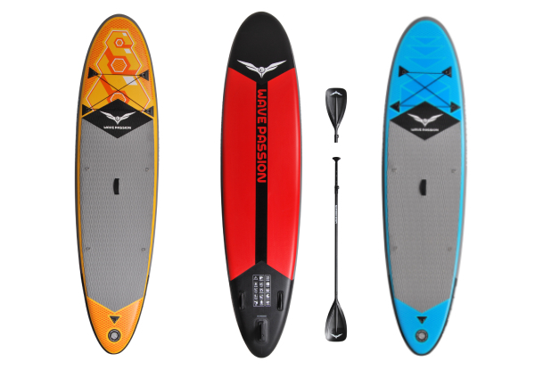 Inflatable SUP Range incl. 9ft Leash, Paddle, High-Pressure Hand Pump, Carry Bag, Fins & Repair Kit - Three Options Available