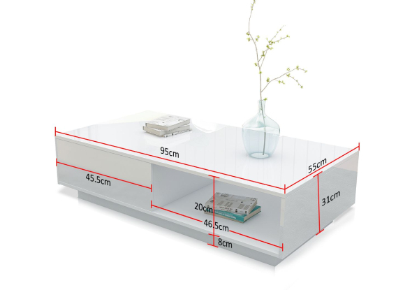 Modern White Gloss Coffee Table with Storage Drawer