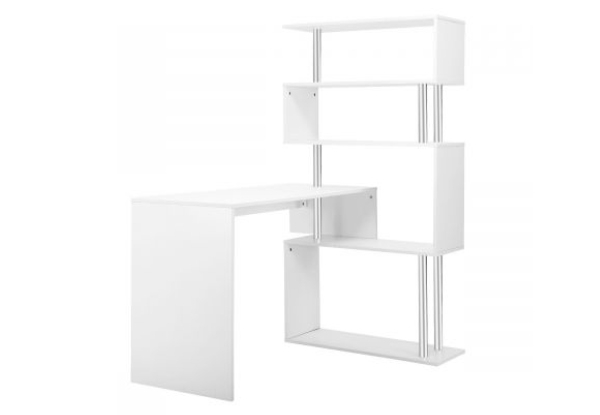 L-Shaped Rotating Work Table with Hutch - Two Colours Available