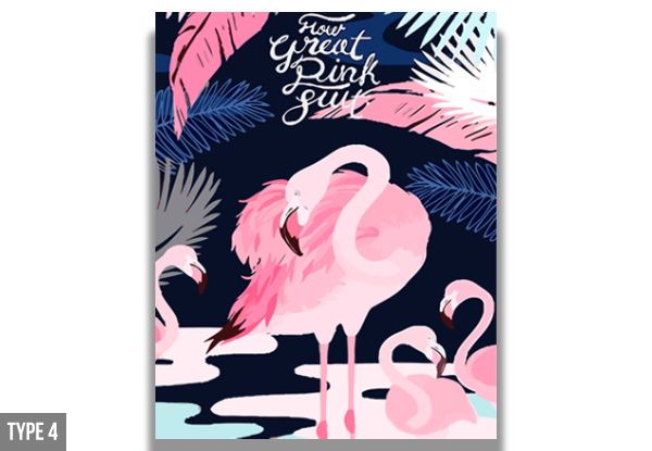 DIY Flamingo Paint-by-Numbers - Five Options Available