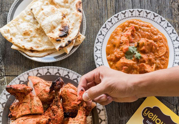 Two Mains with Rice, Two Naan Bread & Two Cans of Soft Drink with Option to incl. Vegetarian Entree