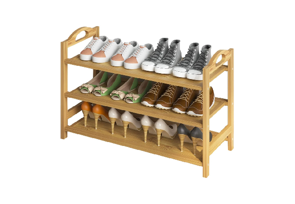 Bamboo Shoe Rack Storage Organiser - Options for Three, Four & Five-Tiers