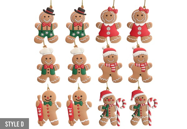 12-Piece Gingerbread Man Ornaments - Five Styles Available