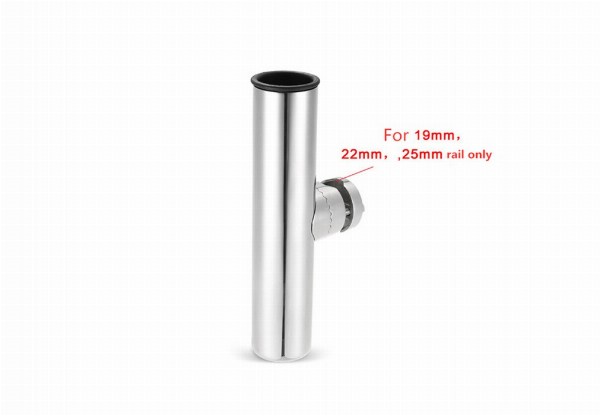 3/4 to 1-Inch Rail Mount Stainless Steel Clamp-On Fishing Rod Holder