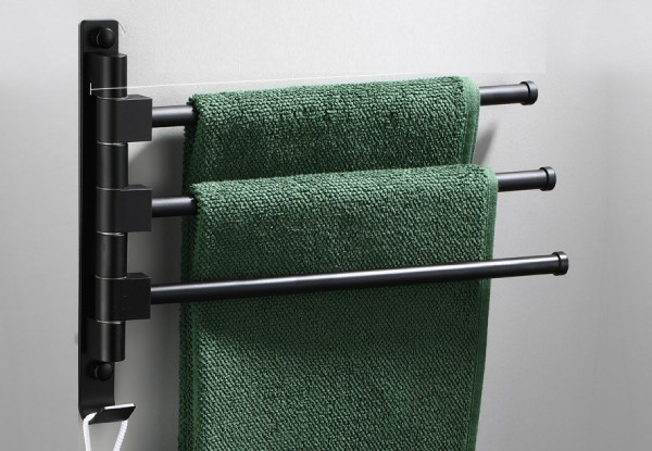 Three-Arm Wall Mounted Aluminium Swivel Towel Rail Rack