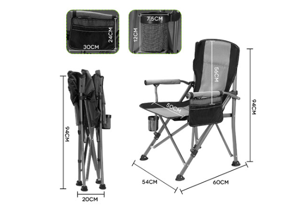 Folding Camping Chair with Armrests Cup Holder - Two Colours Available