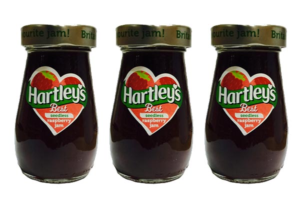 Three Jars of Hartleys Raspberry Seedless Jam