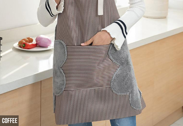 Adjustable Apron with Front Pocket & Side Wipe Towels - Three Colours Available
