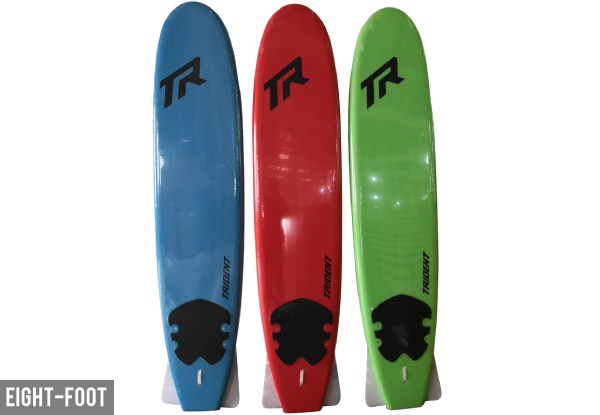 Six-Foot Trident Soft Surfboard - Option for Seven-Foot or Eight-Foot Surfboard & Four Colours Available