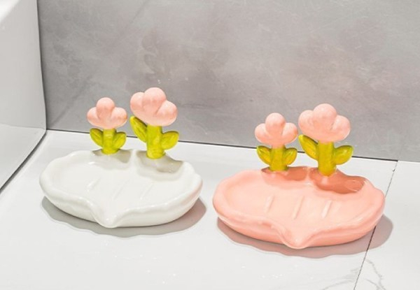 Flower Decor Soap Dish - Two Colours Available