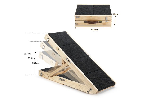 Two-in-One Foldable Four-Step Pet Ramp Staircase