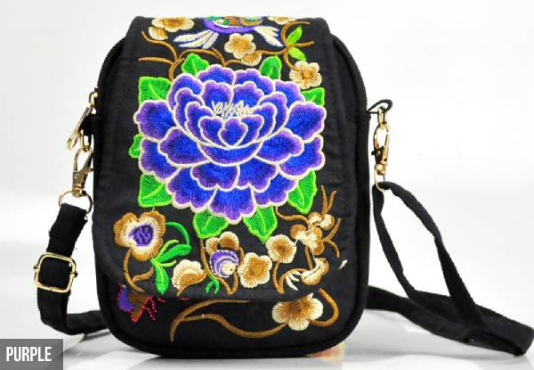 Vintage Floral Embroidered Crossbody Bag - Four Styles Available