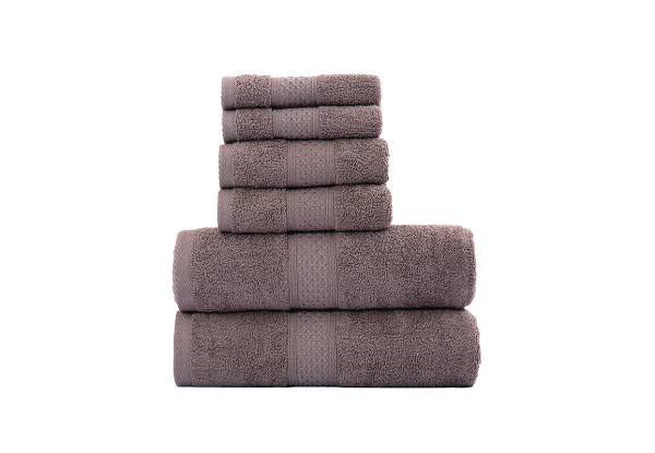 Six-Piece Cotton Bath Towel Set - Four Colours Available