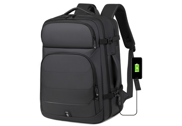 Water-Resistant Expandable Laptop Bag with USB Charging