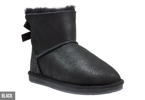 Auzland Women's 'Selena' Nappa Mini Ribbon UGG Boots - Two Colours Available