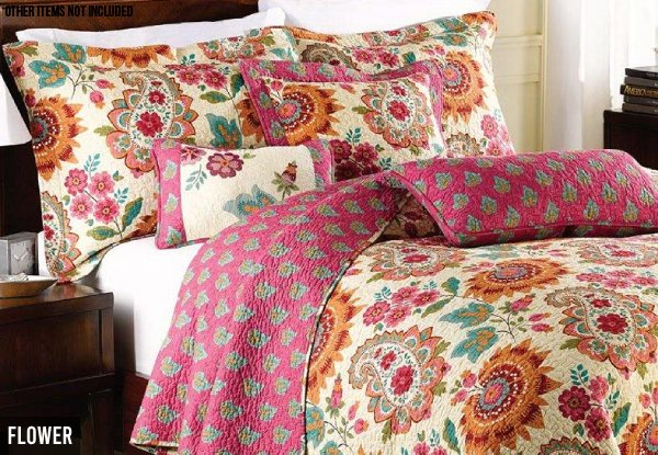 Three-Piece Queen/King Size Luxury Quilted 100% Cotton Coverlet Set - Six Designs Available