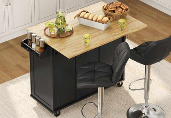 Kitchen Cart Island with Wood Top - Available in Two Colours