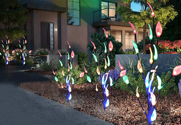 Set of Three Solar-Powered LED Leaf Lights - Two Colours Available