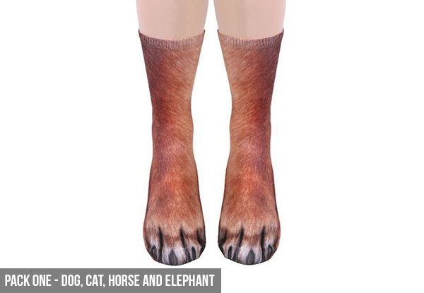 Four-Pack Of Animal Feet Socks With Free Delivery