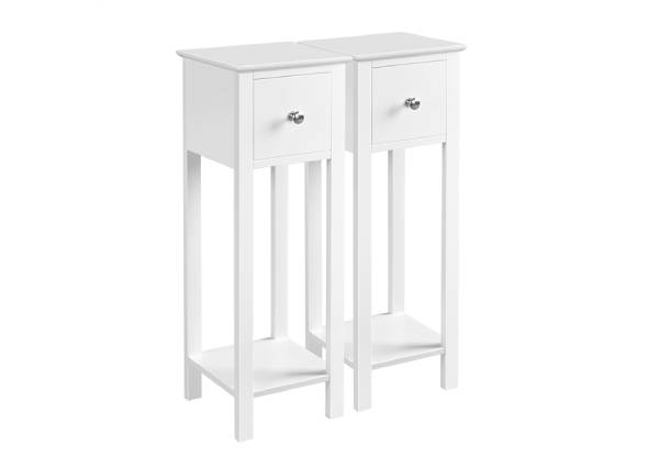 Two-Piece Slim Bedside Table with Storage Drawers