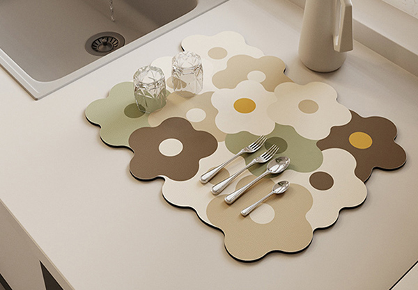 Non-Slip Printed Diatom Drying Mat - Available in Four Colours & Two Sizes
