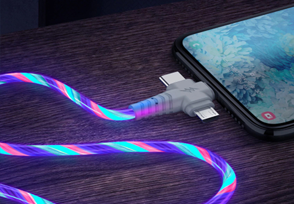 Three-in-One LED Flowing Light Charging Cable - Option for Two-Pack