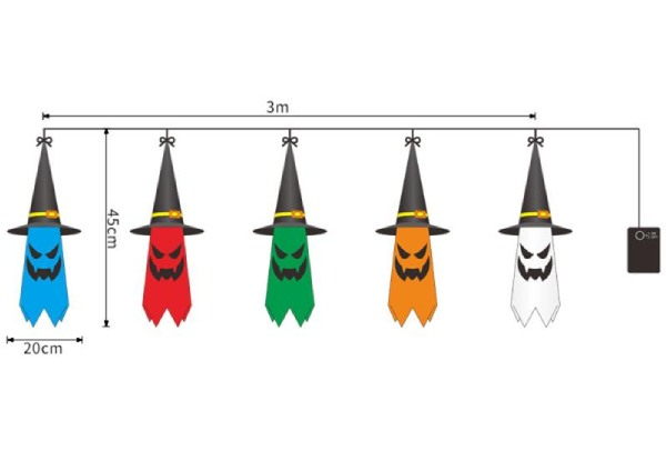 Halloween Flying Witch Hat String Lights