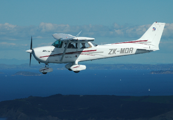 Waiheke Sea, Land & Sky Package for One Person incl. 30-Minute Cessna Scenic Flight, Return Ferry, a Glass of Bubbles, All Day Hop-on-Hop-off Bus Ticket - Options for up to Four People & 45-Minute Flight