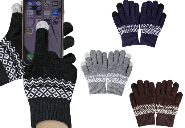 Two-Pair Unisex Knitted Thermal Touch Screen Gloves - Available in Three Options
