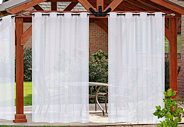 Two-Panel Outdoor Sheer Patio Curtain - Available in Three Sizes & Option for Four-Panel